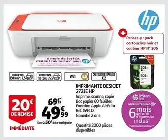 Auchan Imprimante deskjet 2723e hp offre