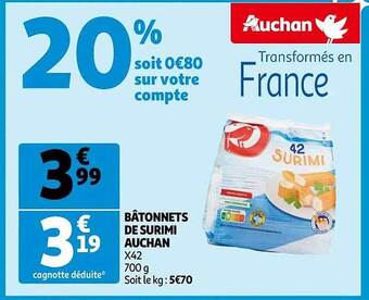 Auchan Bâtonnets de surimi auchan offre