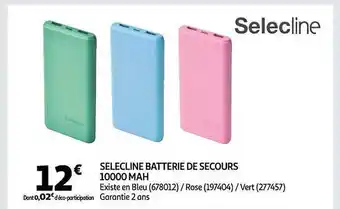 Auchan Selecline batterie de secours 10000 mah offre