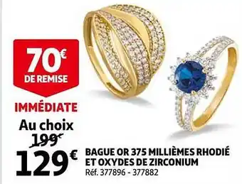 Auchan Bague or 375 millièmes rhodié et oxydes de zirconium offre