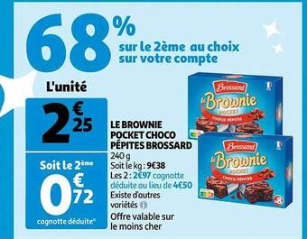 Auchan Le brownie pocket choco pépites brossard offre