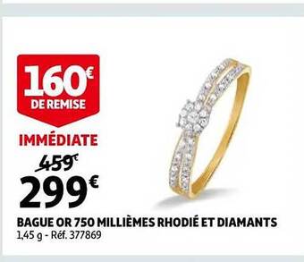 Bague or 750 millièmes rhodié et diamants