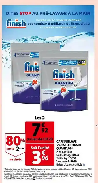 Auchan Capsule lave vaisselle finish quantum offre