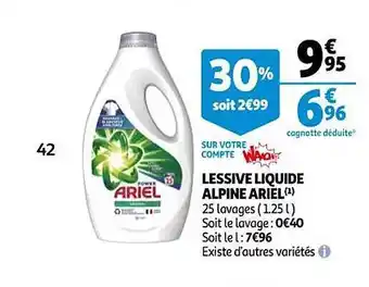 Auchan Lessive liquide alpine ariel offre