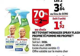 Auchan Nettoyant ménager spray flash propreté pomme mr propre offre