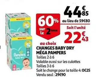 Auchan Changes baby dry méga pampers offre