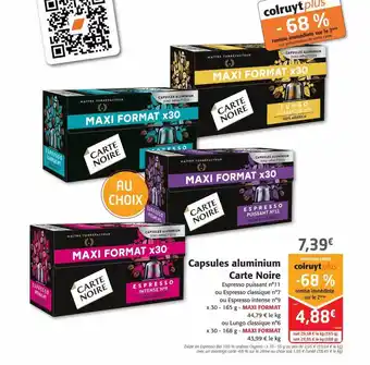 Colruyt Capsules aluminium carte noire offre