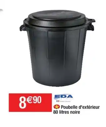 Cora x Carrefour Poubelle d'extérieur 80 litres noire offre