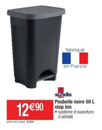 Cora x Carrefour Poubelle noire 50L step bin offre