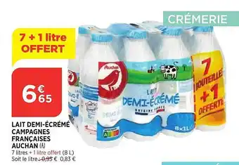 Bi1 Lait demi-écrémé campagnes françaises auchan offre