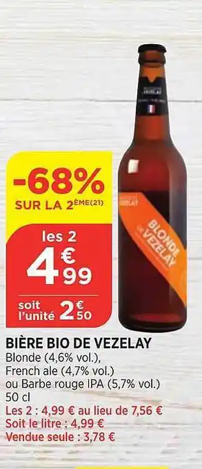 Bi1 Bière bio de vezelay offre