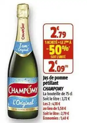 Coccinelle Supermarché Jus de pomme pétillant champomy offre