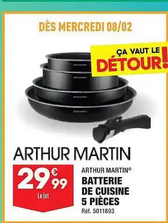 ALDI Batterie de cuisine 5 pièces arthur martin offre