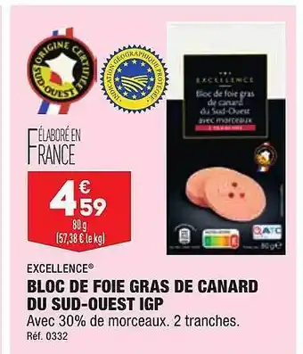 ALDI Bloc de foie gras de canard du sud-ouest igp excellence offre