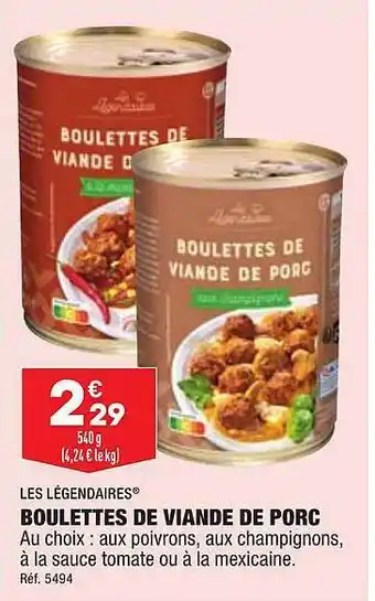 ALDI Boulettes de viande de porc les légendaires offre