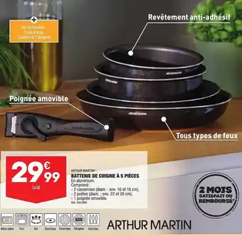 ALDI Batterie de cuisine à 5 pièces arthur martin offre