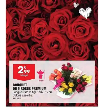ALDI Bouquet de 5 roses premium offre