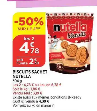 Bi1 Biscuits sachet nutella offre
