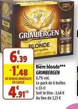 Coccimarket Bière blonde grimbergen offre