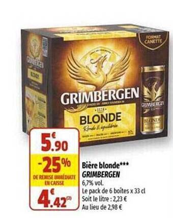 Coccinelle Express Bière blonde grimbergen offre