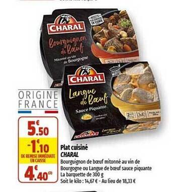 Coccinelle Supermarché Plat cuisiné charal offre