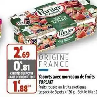 Coccinelle Express Yaourts avec morceaux de fruits yoplait offre