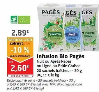Colruyt Infusion bio pagès offre