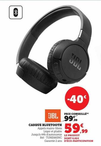 Hyper U Casque bluetooth jbl offre