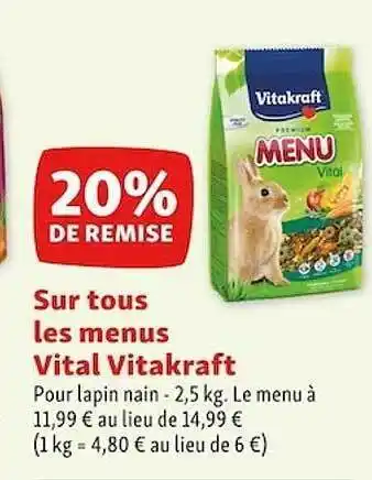 Maxi Zoo Les menus vital vitakraft offre