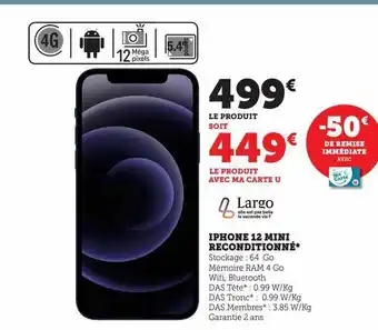 Hyper U Iphone 12 mini reconditionné offre