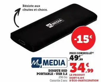 Hyper U Disque ssd portable - usb 3.2 media offre
