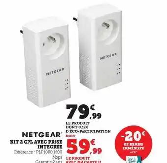 Kit 2 cpl avec prise intégrée netgear