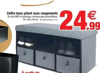Bazarland Coffre banc pliant avec rangement offre