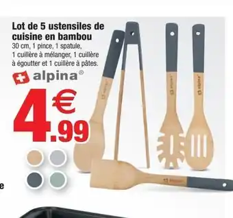 Lot de 5 ustensiles de cuisine en bambou
