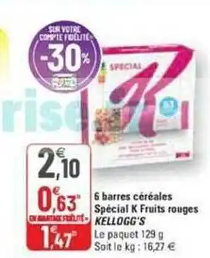 G20 6 barres céréales spécial k fruits rouges kellogg's offre