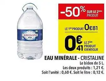 Supeco Eau minérale - cristaline offre