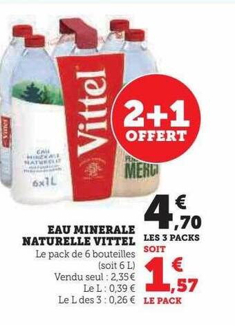 Super U Eau minérale naturelle vittel offre