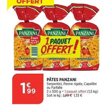 Bi1 Pâtes panzani offre