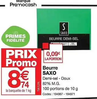 Promocash Beurre saxo offre