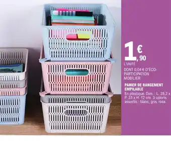 E.Leclerc Panier de Rangement empilable offre