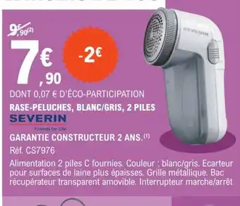 E.Leclerc Rase-Peluches Blanc/Gris 2 Piles offre
