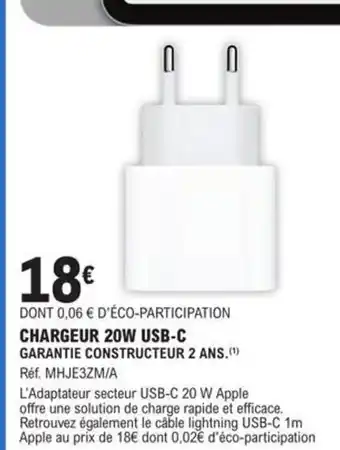 E.Leclerc Chargeur 20W USB-C offre