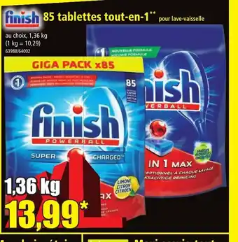 Norma Finish 85 Tablettes Tout En 1 offre