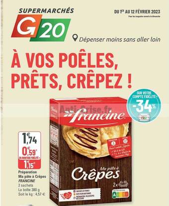 G20 Préparation ma pâte à crêpes francine offre