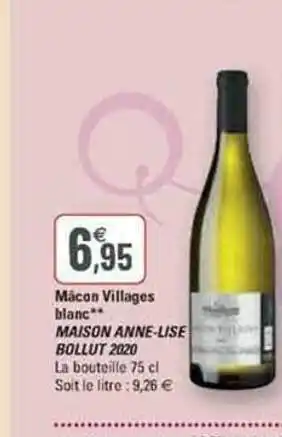 G20 Mâcon villages blanc maison anne-lise bollut 2020 offre