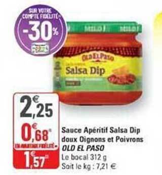 G20 Sauce apéritif salsa dip doux oignons et poivrons old el paso offre