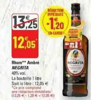 G20 Rhum ambré negrita offre