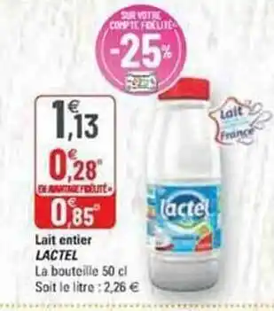 G20 Lait entier lactel offre