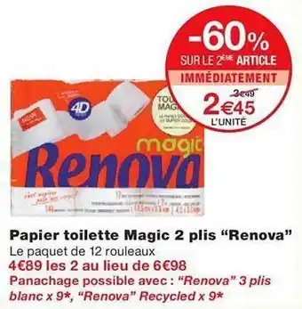Monoprix Papier toilette magic 2 plis offre