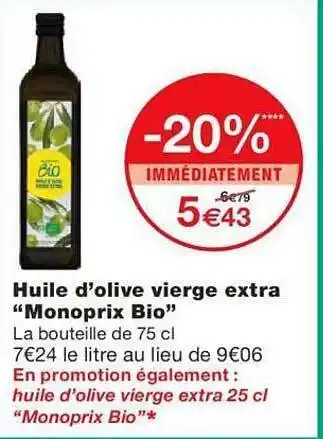 Monoprix Huile d'olive vierge extra offre